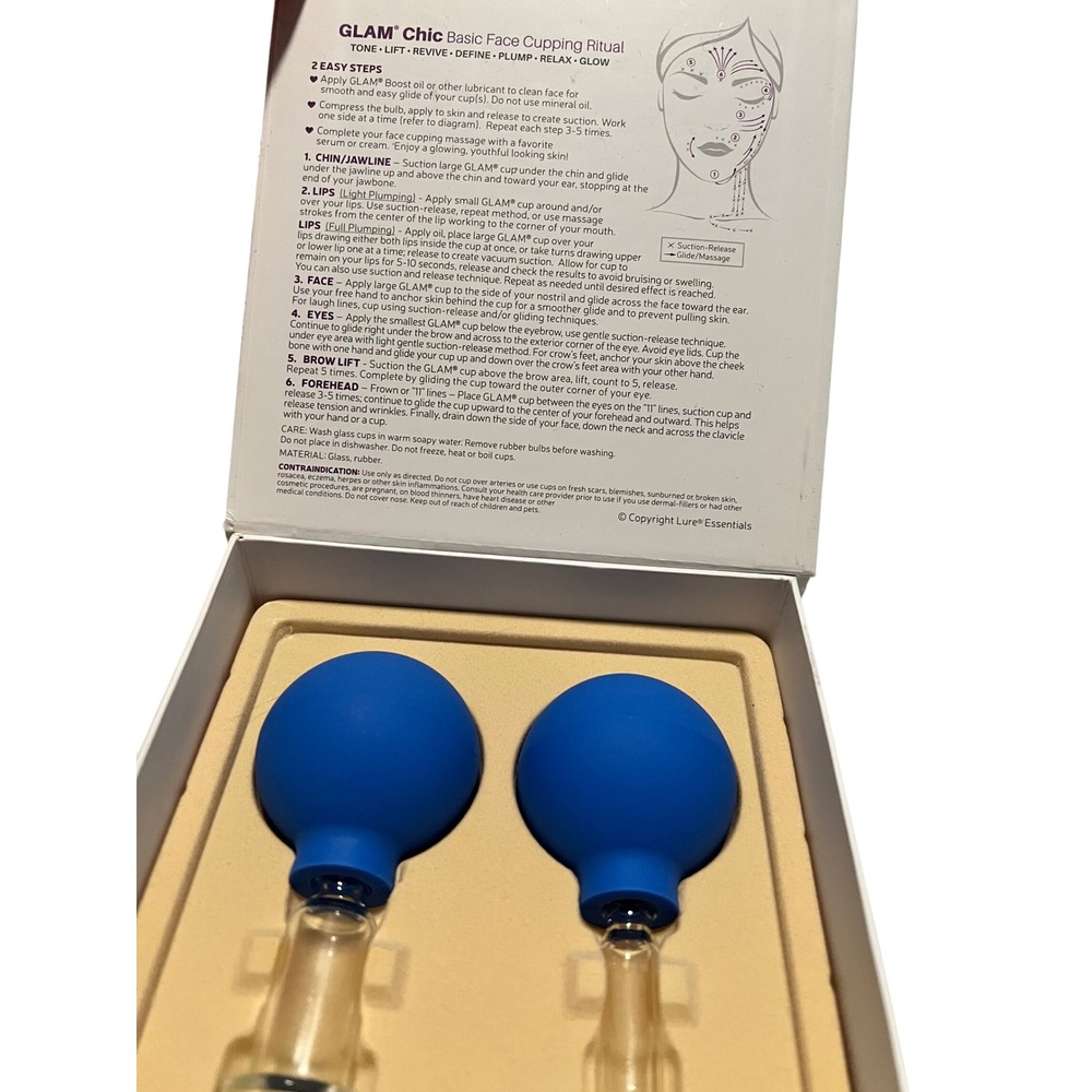 Lure Essentials GLAM Glass & Silicone‎ Cupping Kit - Face Eyes Lips - 2 Cups